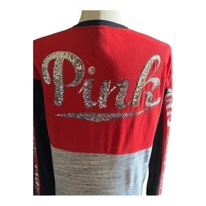 PINK-VICTORIAS SECRET-SILVER SEQUIN TOP-SIZE XS